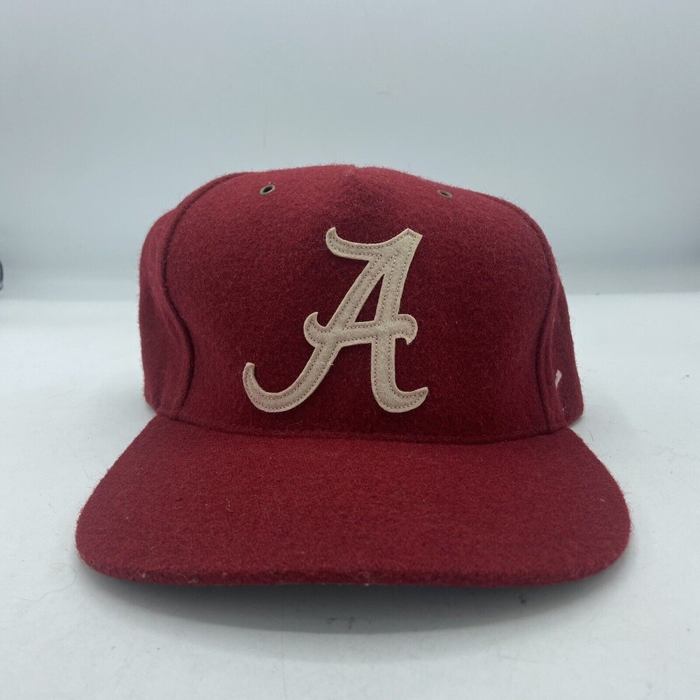 Alabama Crimson Tide Strapback Hat 100% Wool Leather Strap Red Zephyr